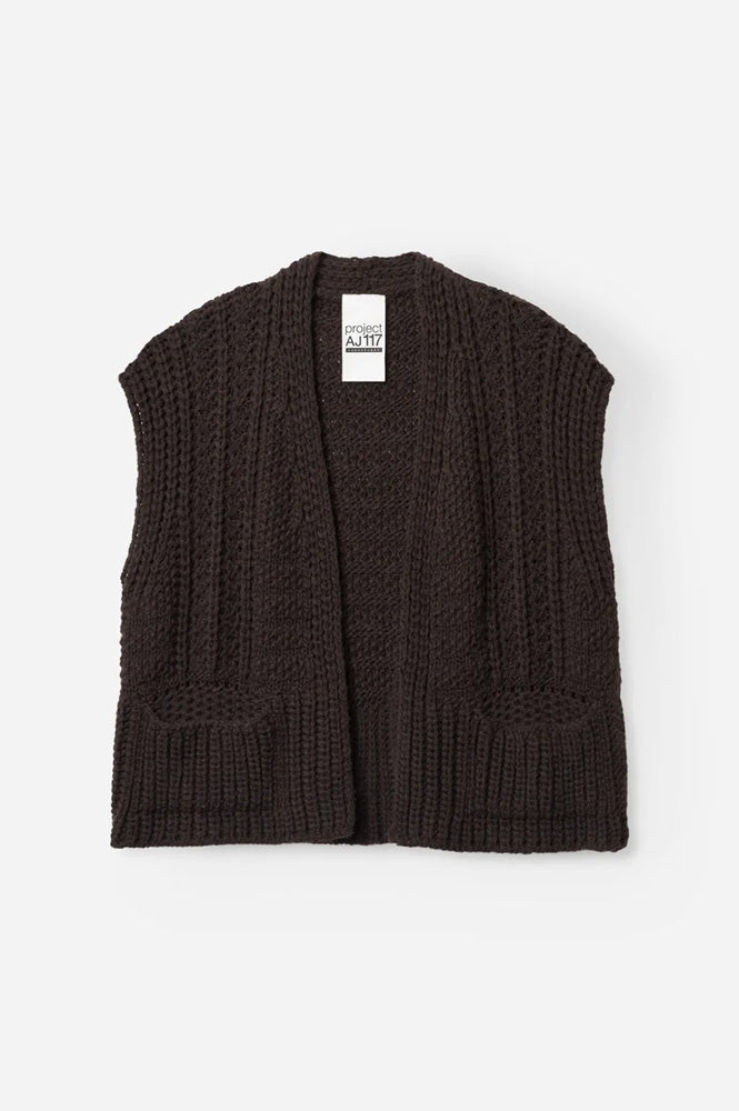 Project AJ117 Susie Chocolate Knit Vest - The Mercantile London