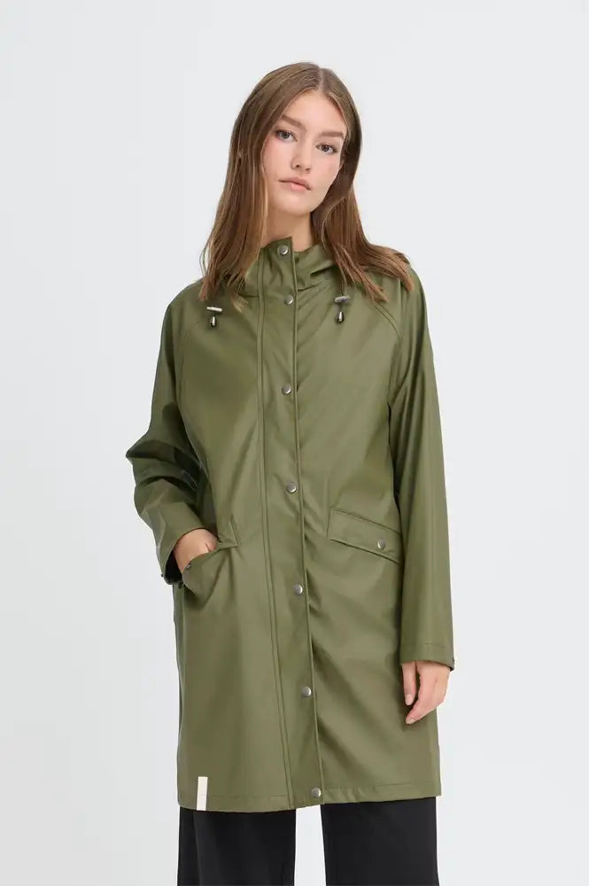 ICHI Tazi Kalamata Green Raincoat