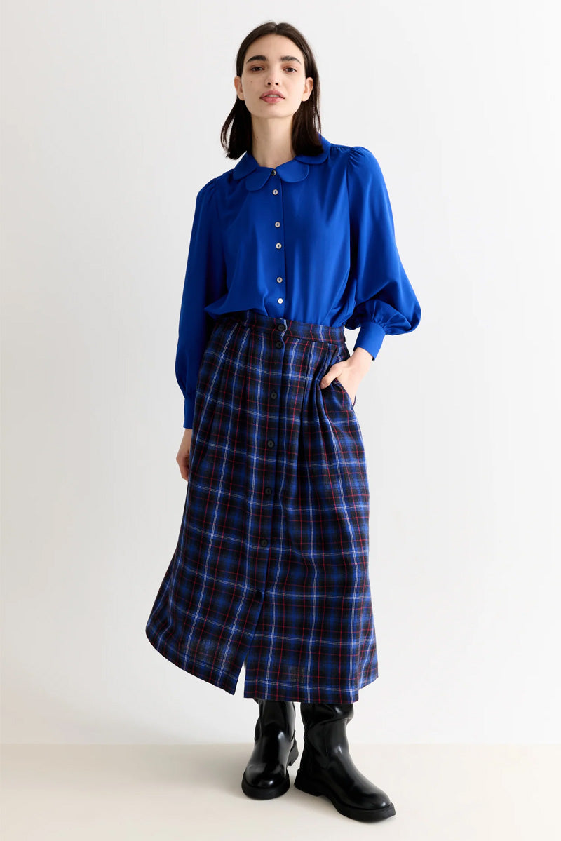 Louche Bia Blue Winter Check Skirt - The Mercantile London
