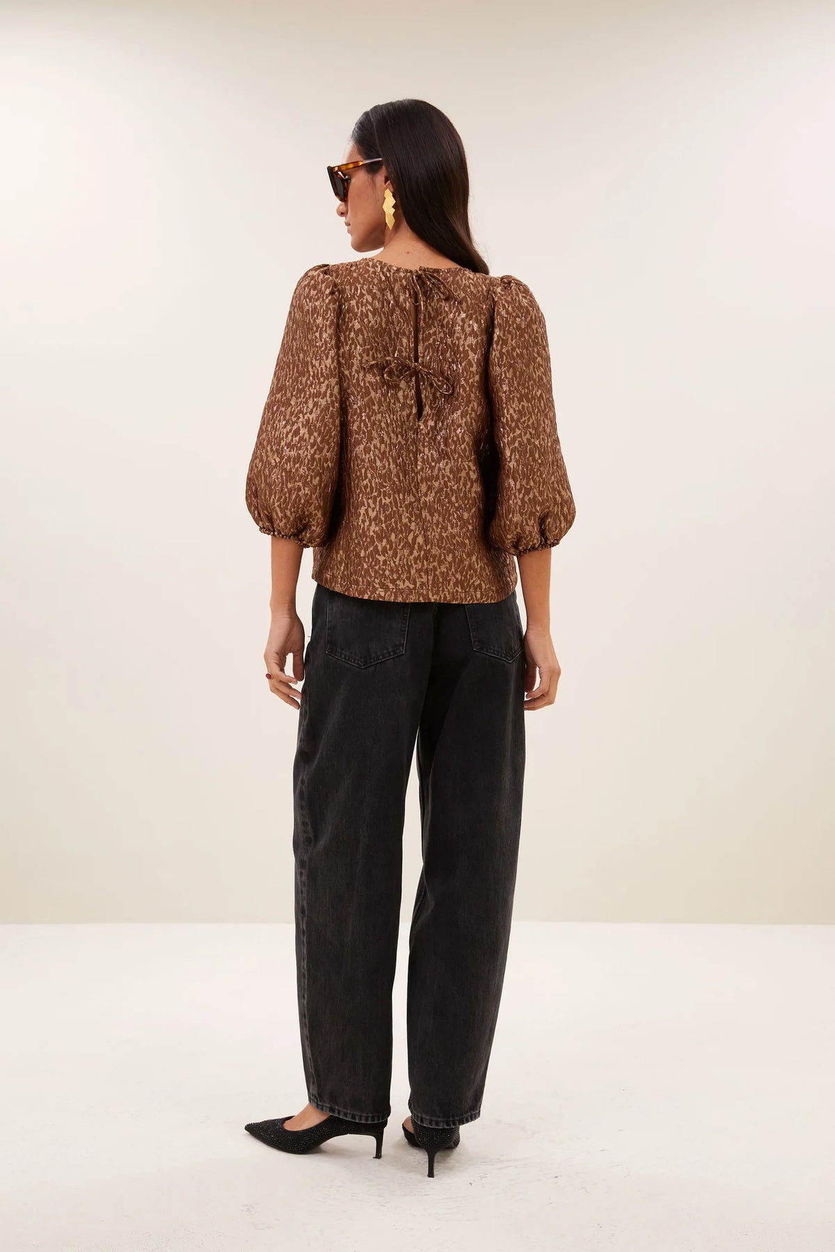 By-Bar Jet Copper Cheetah Sparkle Blouse