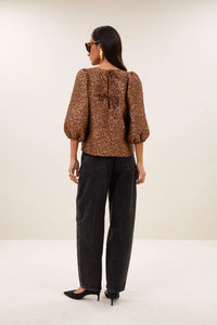 By-Bar Jet Copper Cheetah Sparkle Blouse