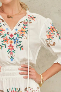 M.A.B.E Gracie Floral Embroidered Midi Dress