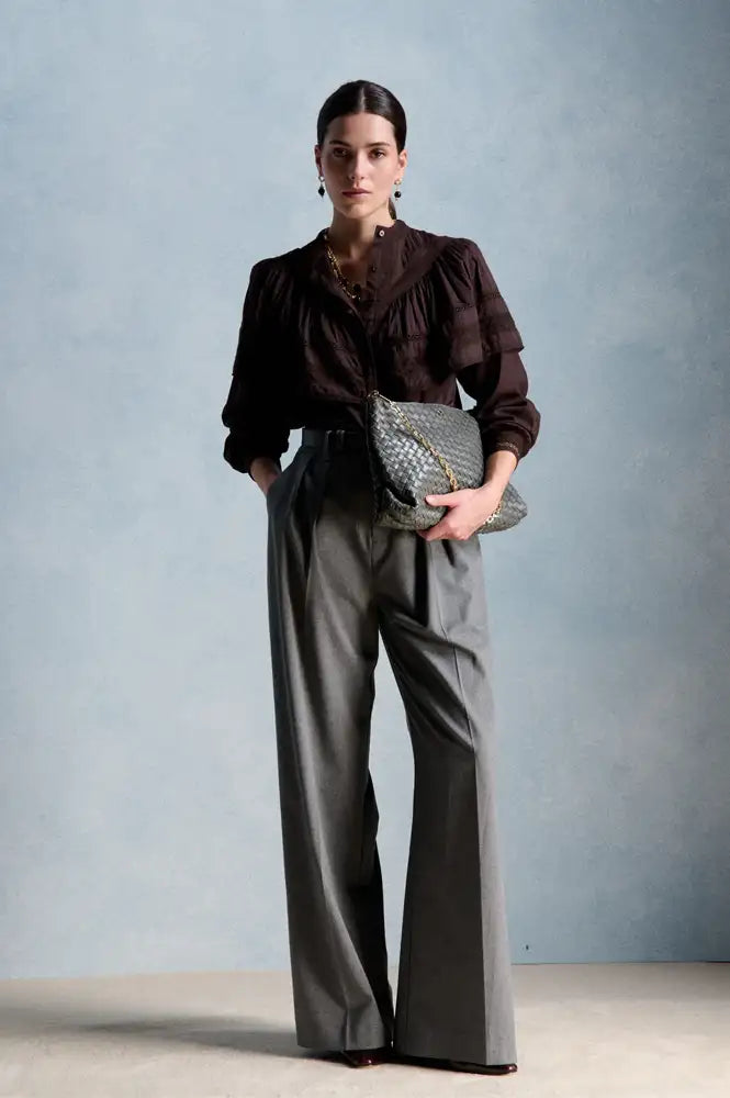 Petite Mendigote Milady Chocolate Ruffle Blouse