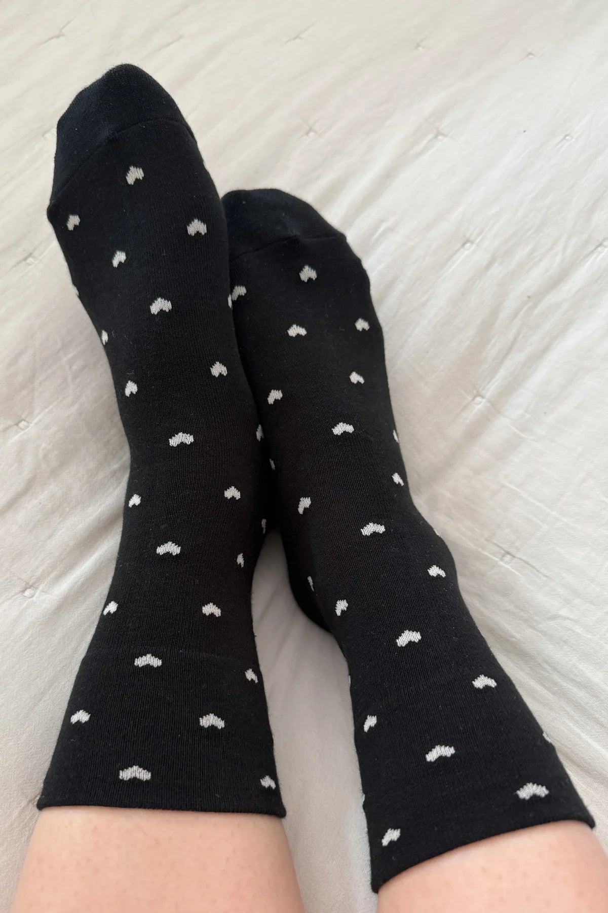 Le Bon Shoppe Black & Cream Heart Sneaker Socks
