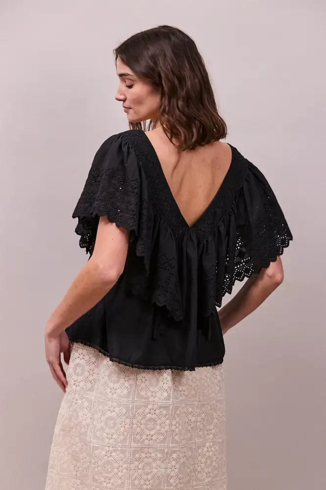 Faune Camelia Black Top - The Mercantile London