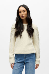 Object Salika White Sand Embellished Jumper - The Mercantile London
