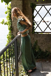 Indi & Cold Emerald Striped Linen Trousers