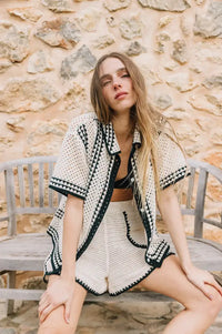 Indi & Cold Black & White Crochet Shirt - The Mercantile London