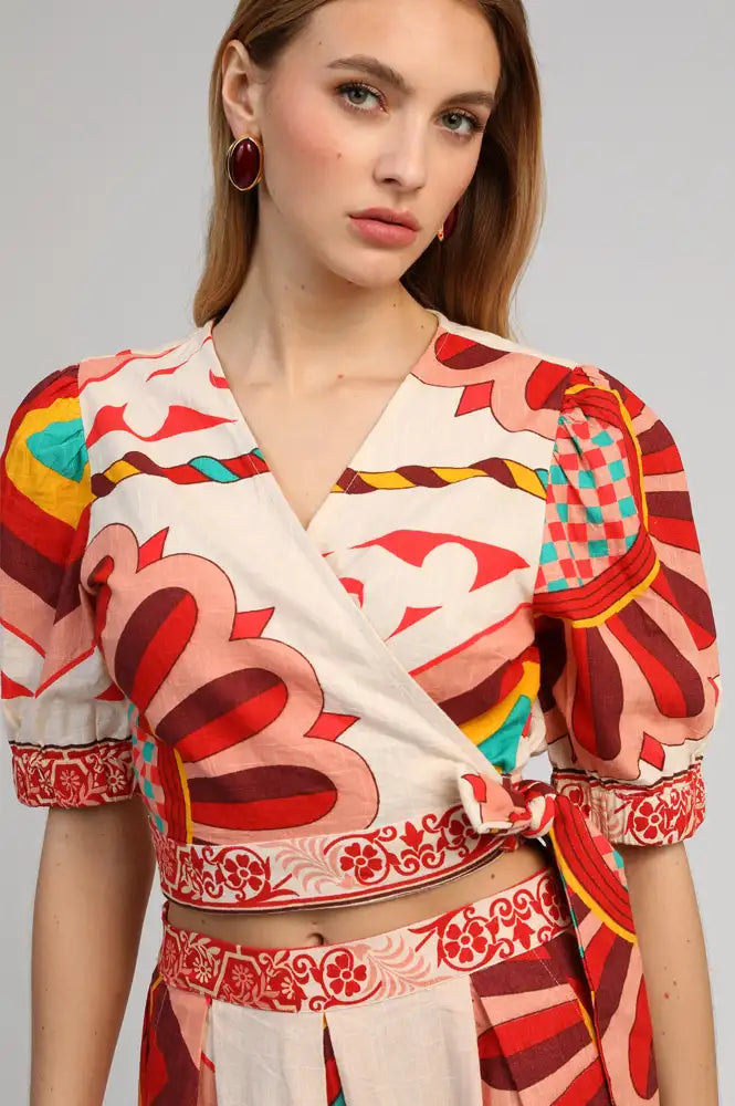 An'ge Sorinana Olio Ecru Wrap Top - The Mercantile London