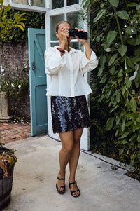 ICHI Peleoa Fudge Sequin Mini Skirt