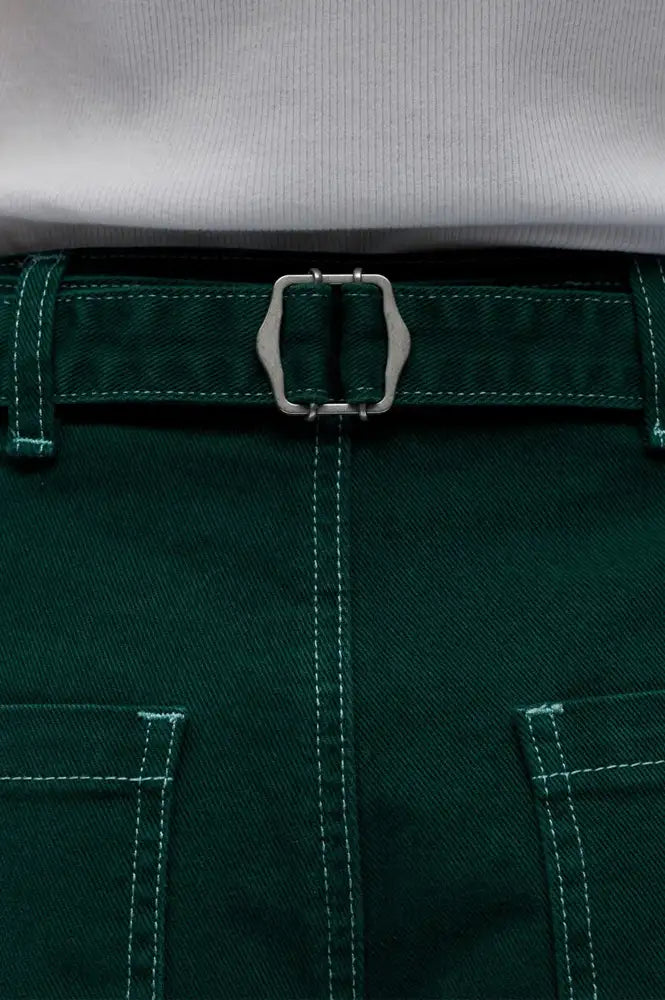 Object Andrea Botanical Green Denim Shorts - The Mercantile London