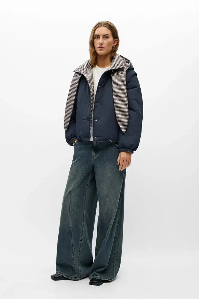 Object Timia Reversible Macadamia Check & Raven Puffer Jacket