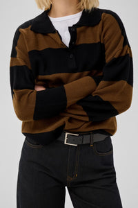 My Essential Wardrobe Jola Bison Polo Knit Jumper