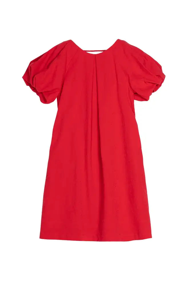 Emin + Paul Red Textured Puff Sleeve Dress - The Mercantile London