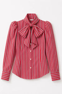 Sophie + Lucie Bow Tie Red Striped Blouse