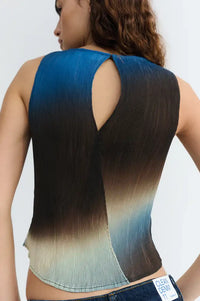 Thinking Mu Dora Brown Glass Pleated Top - The Mercantile London