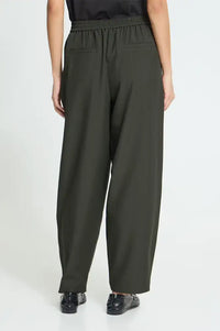 ICHI Fava Rosin Melange Barrel Trousers