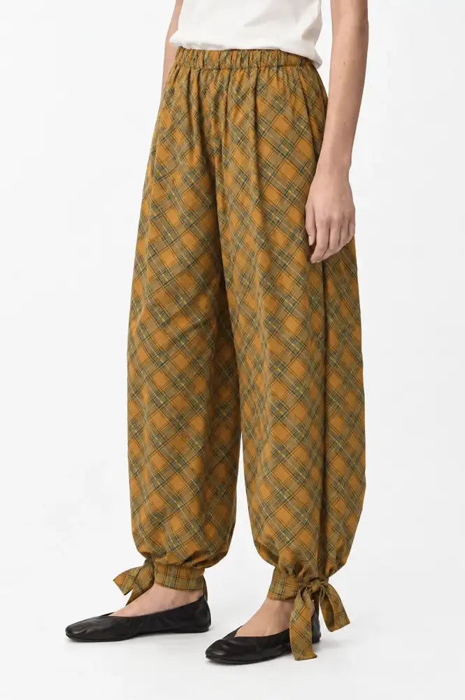 Carmen Says Crush Mustard Check Bloomers - The Mercantile London