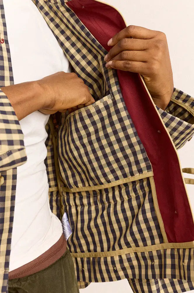 Damson Madder Myrtle Navy Gingham Detachable Trench Coat