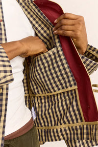 Damson Madder Myrtle Navy Gingham Detachable Trench Coat