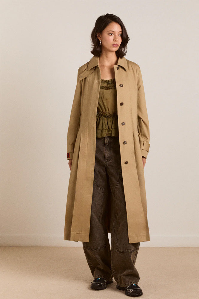 Damson Madder Sofia Stone Pleated Trench Coat