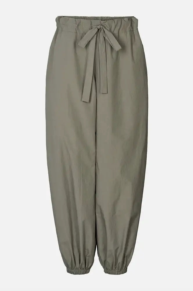 Rabens Saloner Iridi Asphalt Gathered Poplin Trousers - The Mercantile London