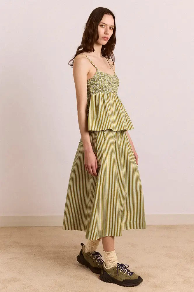 Damson Madder Caspia Basil Stripe Midi Skirt