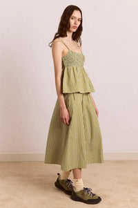 Damson Madder Caspia Basil Stripe Midi Skirt