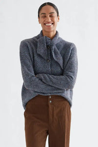 Compania Fantastica Blue And Brown Striped Knitted Cardigan