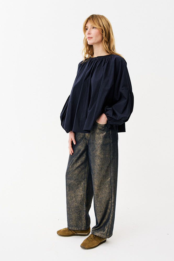 Maison Anana Philise Navy Blouse - The Mercantile London