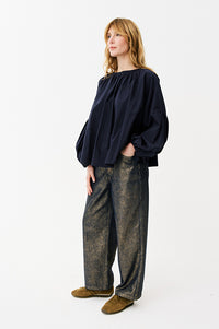 Maison Anana Philise Navy Blouse - The Mercantile London