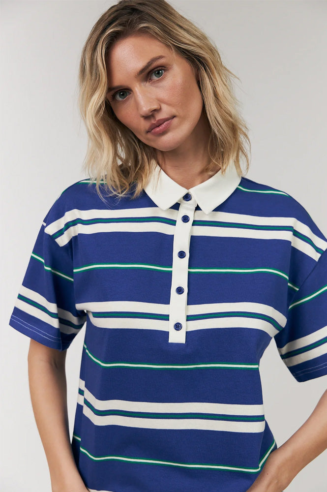 Lolly's Laundry Ulma Blue Stripe Polo T-Shirt
