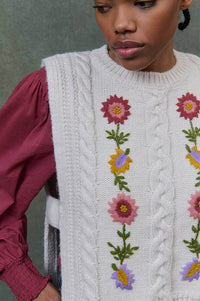 Louise Misha Adela Floral Cream Sleeveless Jumper - The Mercantile London