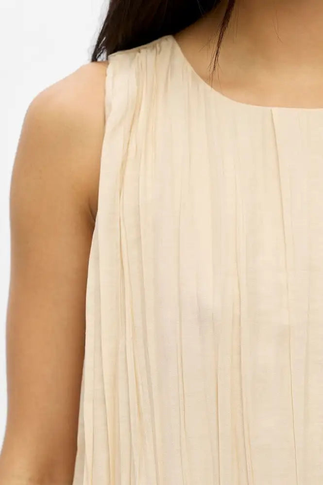 Object Mabel Macadamia Pleated Maxi Dress - The Mercantile London
