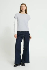 ICHI Aniles Cloud Dancer Metallic Knit Top