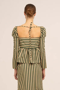 Carmen Says Garland Green Striped Top - The Mercantile London
