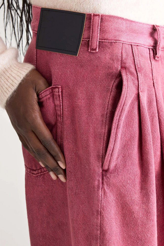 Bellerose No.74 Wine Stone Wide Leg Pleated Jeans - The Mercantile London