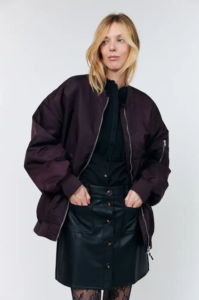 Lolly's Laundry Lila Bordeaux Bomber Jacket