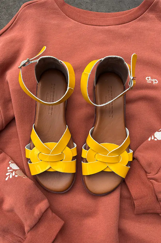 Pavement Aretha Yellow Patent Sandals - The Mercantile London