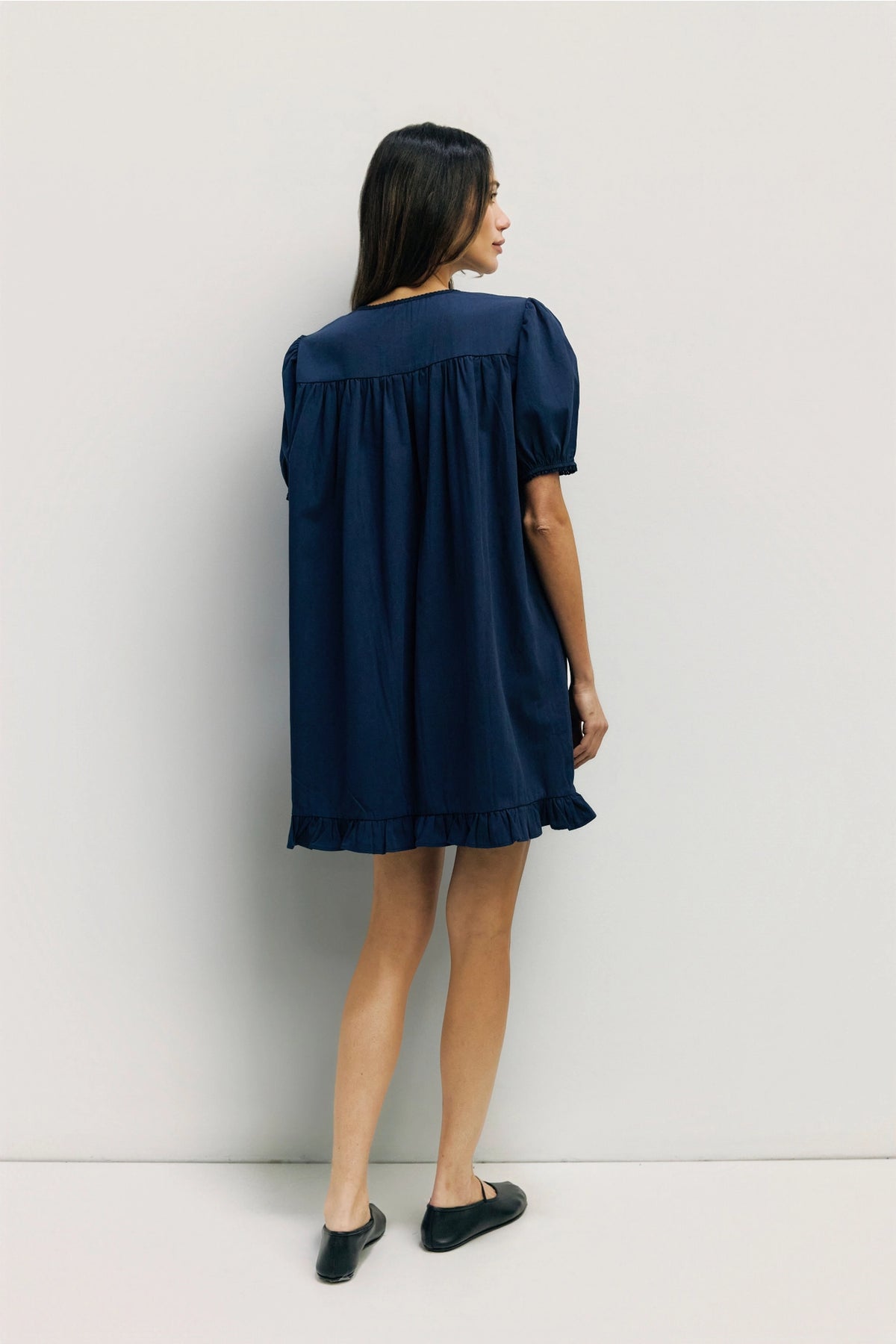 Mod Ref Frankie Navy Babydoll Ruffle Dress