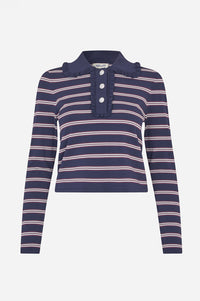 Baum Und Pferdgarten Catarin Navy And Plum Stripe Polo Top - The Mercantile London