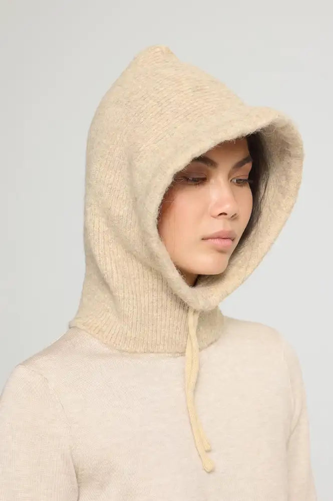 ICHI Gunilla Oatmeal Melange Knitted Hood