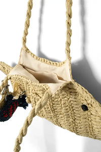 Damson Madder Raffia Fish Bag