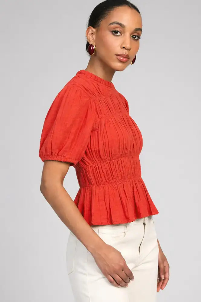 An'ge Sizaya Red Pleated Top - The Mercantile London