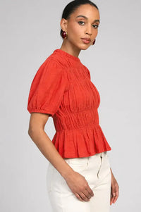 An'ge Sizaya Red Pleated Top - The Mercantile London