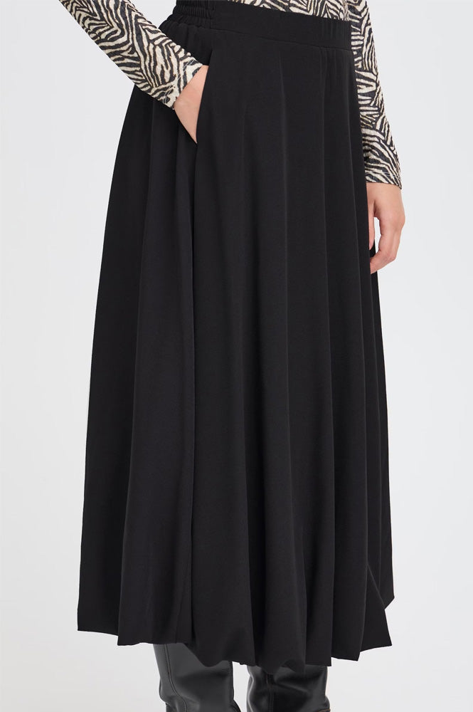 ICHI Lirina Black Bubble Maxi Skirt - The Mercantile London