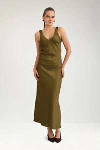 Numph Evelyn Fir Green Midi Dress