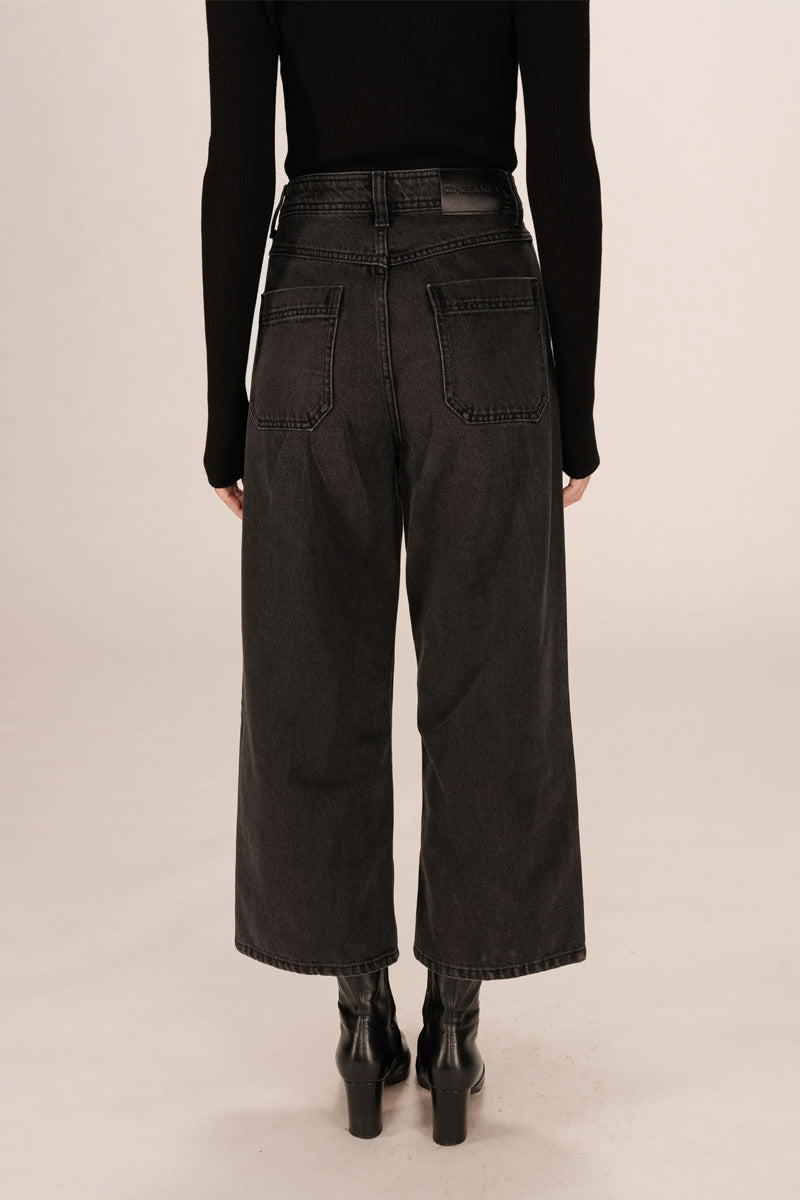 Grace & Mila Jonas Cropped Washed Balck Denim Jeans - The Mercantile London