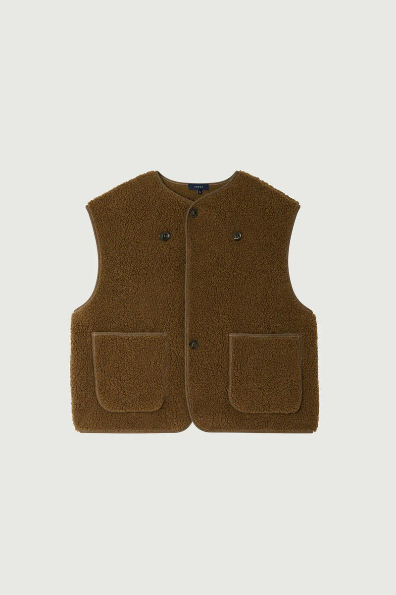 Soeur Floyd Bronze Sherpa Sleeveless Jacket - The Mercantile London