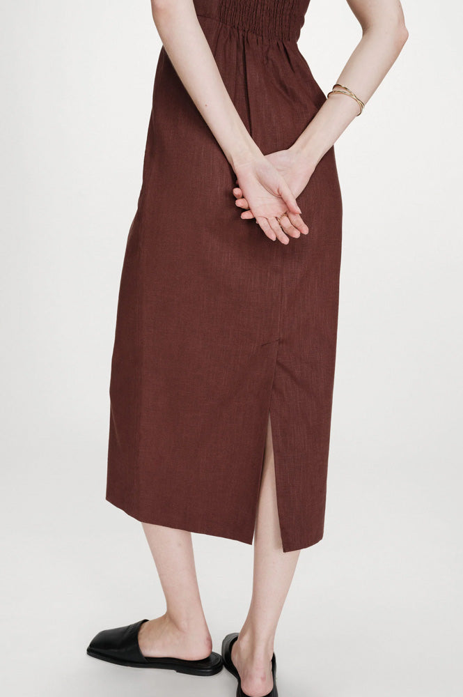 Grace & Mila Veranys Chocolate Linen Dress - The Mercantile London